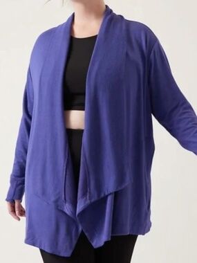 Athleta - Pranayama Restore Rib Wrap Cardigan Wrap Nirvana Purple Blue - 2x